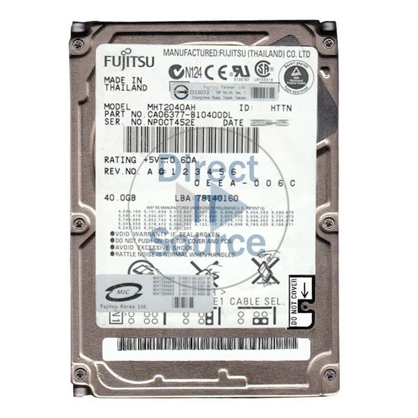 Fujitsu CA06377-B10400DL - 40GB 5.4K IDE 2.5" 8MB Cache Hard Drive