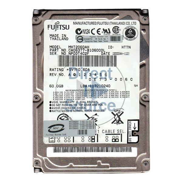 Fujitsu CA06377-B10600DL - 60GB 5.4K IDE 2.5" 8MB Cache Hard Drive