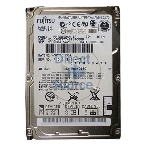 Fujitsu CA06377-B134000B - 40GB 5.4K IDE 2.5" 8MB Cache Hard Drive