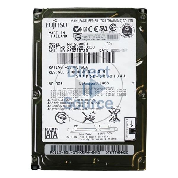 Fujitsu CA06500-B618 - 80GB 5.4K SATA 1.5Gbps 2.5" 8MB Cache Hard Drive