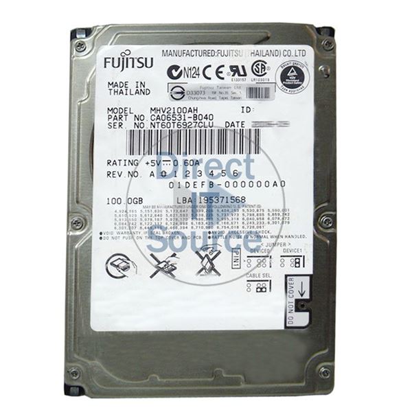 Fujitsu CA06531-B040 - 100GB 5.4K ATA/100 2.5" 8MB Cache Hard Drive