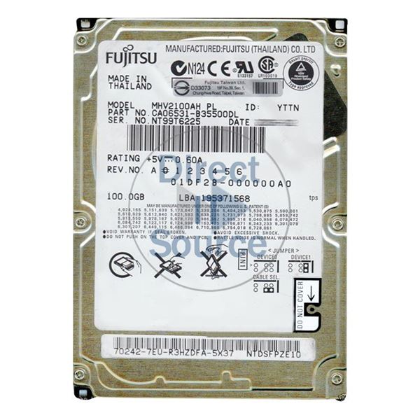 Fujitsu CA06531-B35500DL - 100GB 5.4K ATA/100 2.5" 8MB Cache Hard Drive