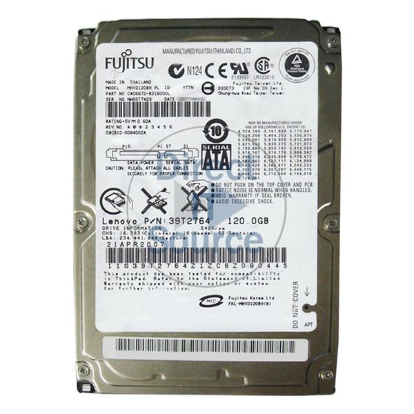 Fujitsu CA06672-B216000L - 120GB 5.4K SATA 1.5Gbps 2.5" 8MB Cache Hard Drive