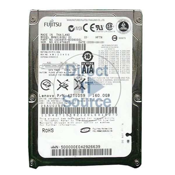 Fujitsu CA06855-B338000L - 160GB 7.2K SATA 3.0Gbps 2.5" 8MB Cache Hard Drive