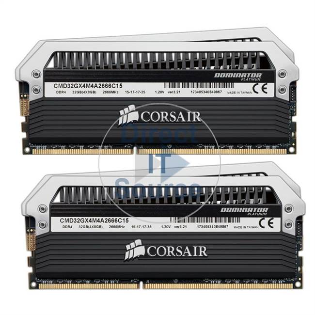 Corsair CMD32GX4M4A2666C15 - 32GB 4x8GB DDR4 PC4-21300 Non-ECC Unbuffered 288-Pins Memory