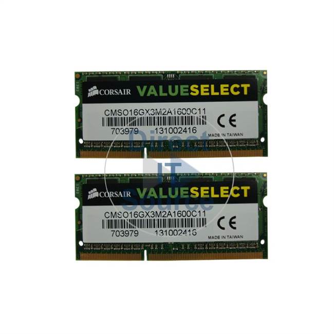 Corsair CMSO16GX3M2A1600C11 - 16GB 2x8GB DDR3 PC3-12800 204-Pins Memory