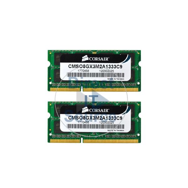 Corsair CMSO8GX3M2A1333C9 - 8GB 2x4GB DDR3 PC3-10600 Non-ECC Unbuffered 204-Pins Memory