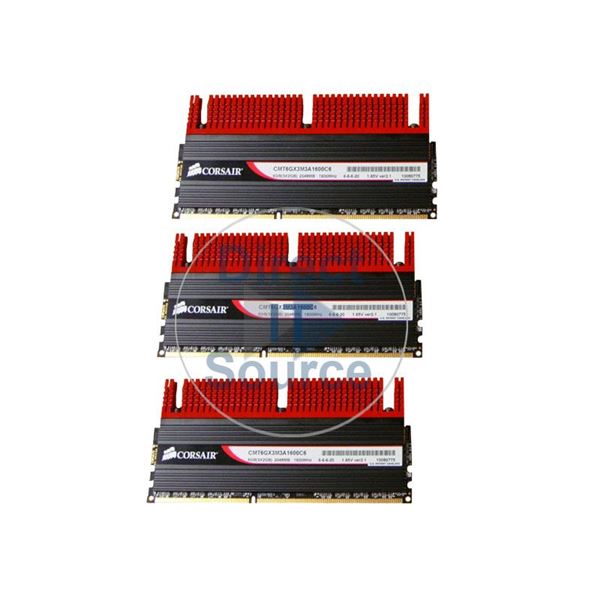 Corsair CMT6GX3M3A1600C6 - 6GB 3x2GB DDR3 PC3-12800 Non-ECC Unbuffered 240-Pins Memory