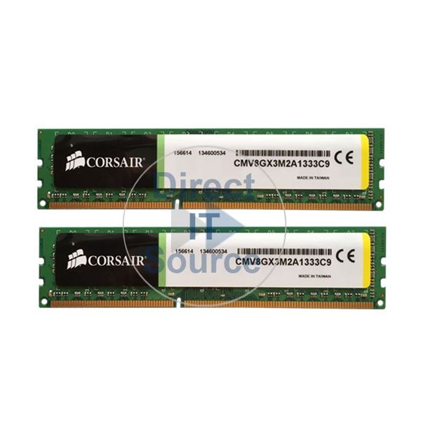 Corsair CMV8GX3M2A1333C9 - 8GB 2x4GB DDR3 PC3-10600 Non-ECC Unbuffered 240-Pins Memory