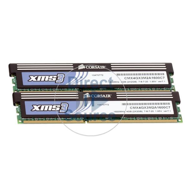 Corsair CMX4GX3M2A1600C7 - 4GB 2x2GB DDR3 PC3-12800 Non-ECC Unbuffered 240-Pins Memory