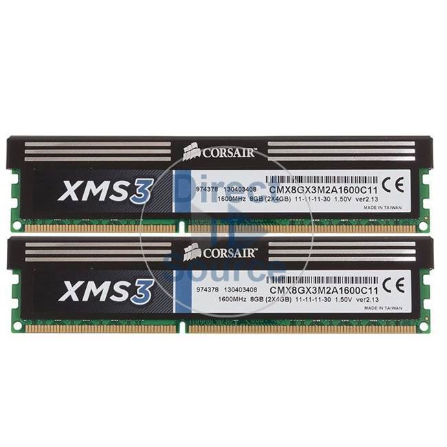 Corsair CMX8GX3M2A1600C11 - 8GB 2x4GB DDR3 PC3-12800 Non-ECC Unbuffered 240-Pins Memory