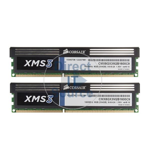 Corsair CMX8GX3M2B1600C9 - 8GB 2x4GB DDR3 PC3-12800 Non-ECC Unbuffered 240-Pins Memory