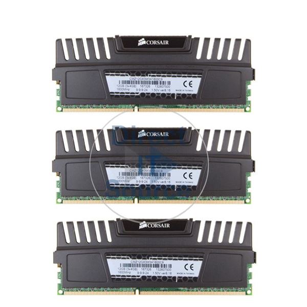 Corsair CMZ12GX3M3A1600C9 - 12GB 3x4GB DDR3 PC3-12800 Non-ECC Unbuffered 240-Pins Memory