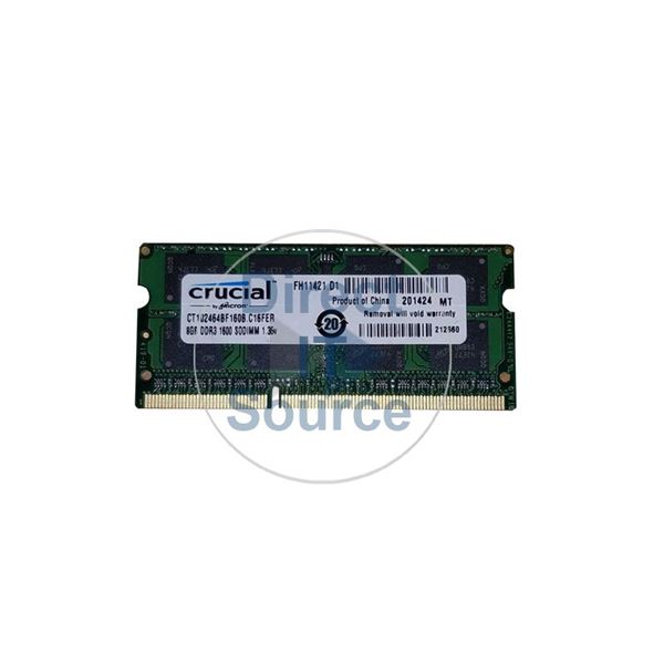 Crucial CT102464BF160B.C16FER - 8GB DDR3 PC3-12800 Non-ECC Unbuffered 204-Pins Memory