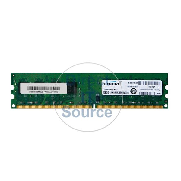 Crucial CT25664AA667.K16F - 2GB DDR2 PC2-5300 Non-ECC Unbuffered 240-Pins Memory