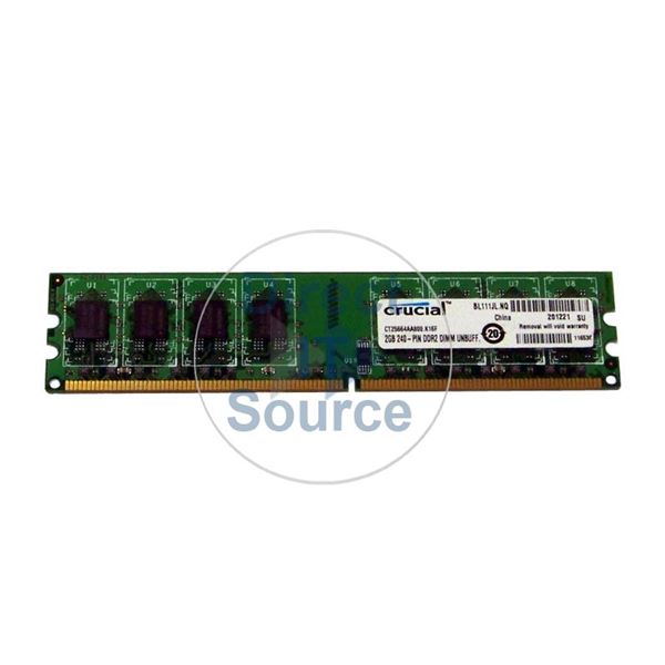 Crucial CT25664AA800.K16F - 2GB DDR2 PC2-6400 Non-ECC Unbuffered 240-Pins Memory