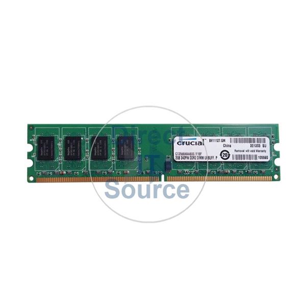 Crucial CT25664AA800.Y16F - 2GB DDR2 PC2-6400 Non-ECC Unbuffered 240-Pins Memory