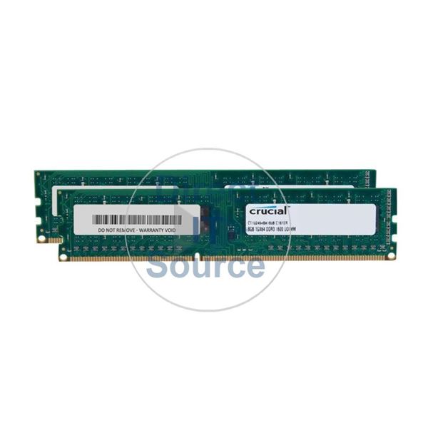 Crucial CT2KIT102464BA160B - 16GB 2x8GB DDR3 PC3-12800 Non-ECC Unbuffered 240-Pins Memory