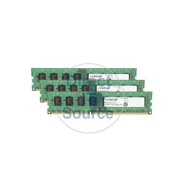 Crucial CT3KIT51264BA1339 - 12GB 3x4GB DDR3 PC3-10600 Non-ECC Unbuffered 240-Pins Memory