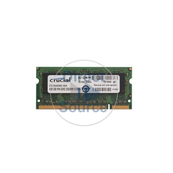 Crucial CT51264AC800.16DA - 4GB DDR2 PC2-6400 Non-ECC Unbuffered 200-Pins Memory