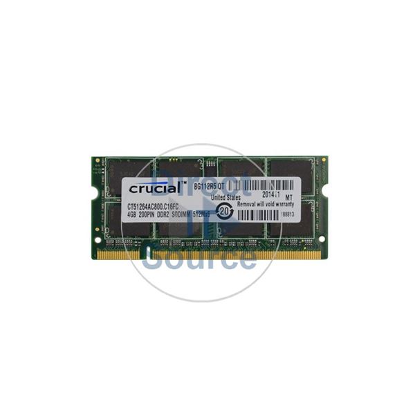 Crucial CT51264AC800.C16FC - 4GB DDR2 PC2-6400 Non-ECC Unbuffered 200-Pins Memory