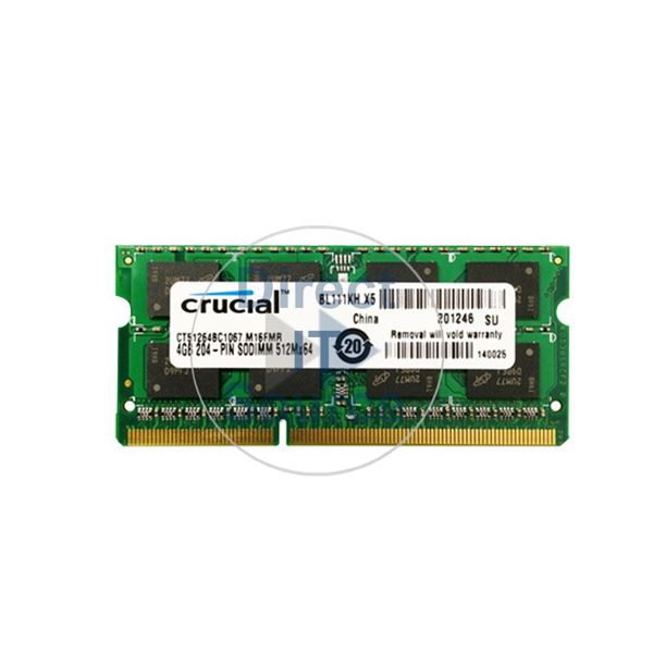 Crucial CT51264BC1067.M16FMR - 4GB DDR3 PC3-8500 Non-ECC Unbuffered 204-Pins Memory