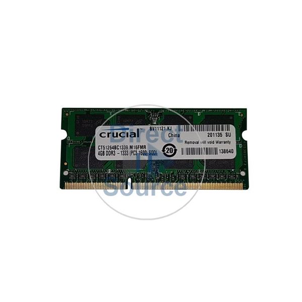 Crucial CT51264BC1339.16FMR - 4GB DDR3 PC3-10600 Non-ECC Unbuffered 204-Pins Memory