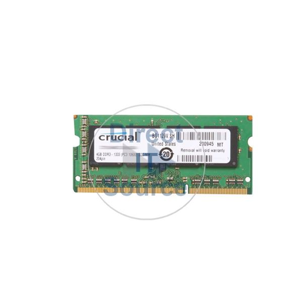 Crucial CT51264BC1339 - 4GB DDR3 PC3-10600 Non-ECC Unbuffered 204-Pins Memory