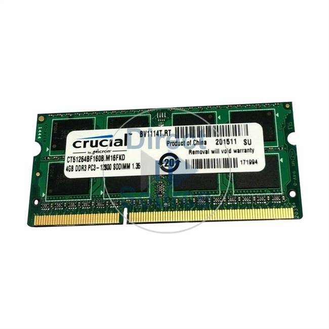 Crucial CT51264BF160B.M16FKD - 4GB DDR3 PC3-12800 204-Pins Memory