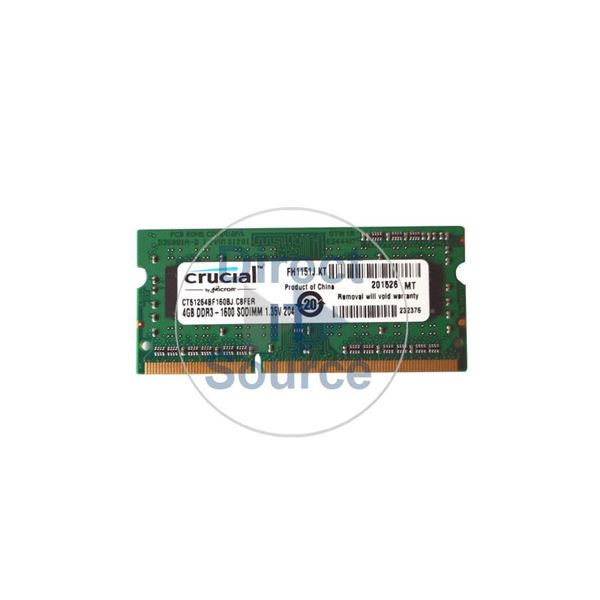 Crucial CT51264BF160BJ.C8FER - 4GB DDR3 PC3-12800 Non-ECC Unbuffered 204-Pins Memory