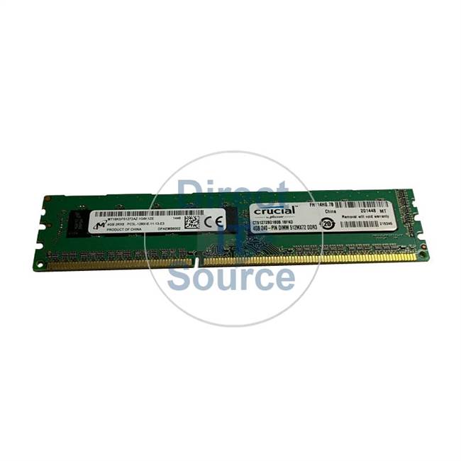 Crucial CT51272BD160B.18FKD - 4GB DDR3 PC3-12800 ECC Unbuffered 240-Pins Memory