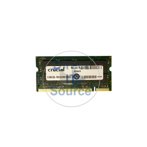 Crucial CT6464X265 - 512MB DDR PC-2100 Non-ECC Unbuffered 200-Pins Memory