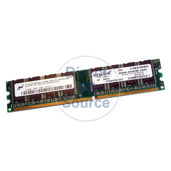 Crucial CT6464Z335.16T2 - 512MB DDR PC-2700 Non-ECC Unbuffered 184-Pins Memory