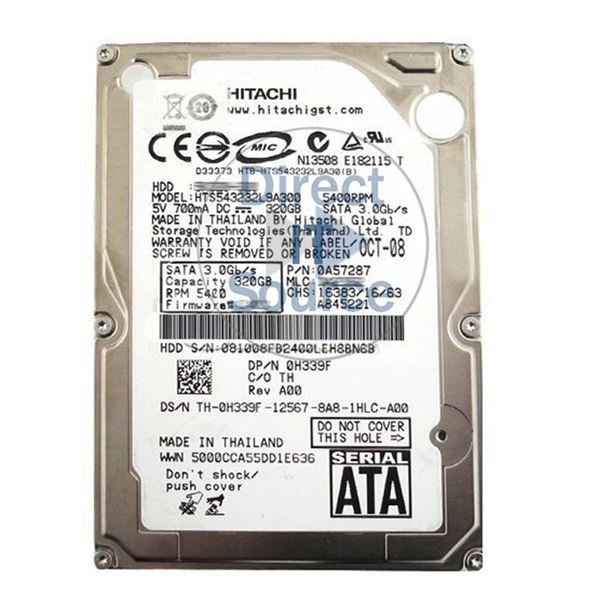 Dell H339F - 320GB 5.4K SATA 3.0Gbps 2.5" Hard Drive