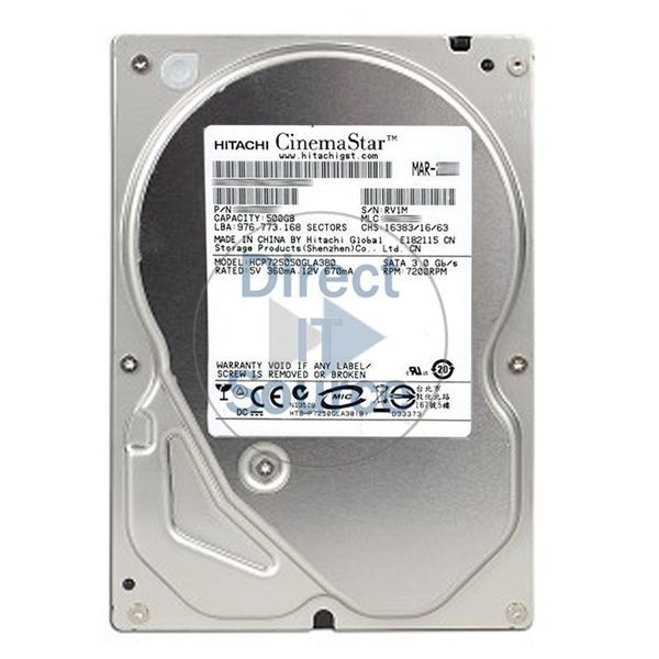 Hitachi HCP725050GLA380 - 500GB 7.2K SATA 3.0Gbps 3.5Inch 8MB Cache Hard Drive