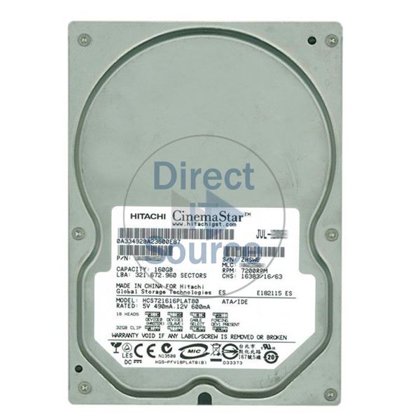 Hitachi HCS721616PLAT80 - 160GB 7.2K IDE 3.5Inch 8MB Cache Hard Drive