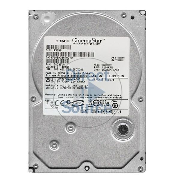 Hitachi HCS725040VLA380 - 400GB 7.2K SATA 3.0Gbps 3.5Inch 8MB Cache Hard Drive