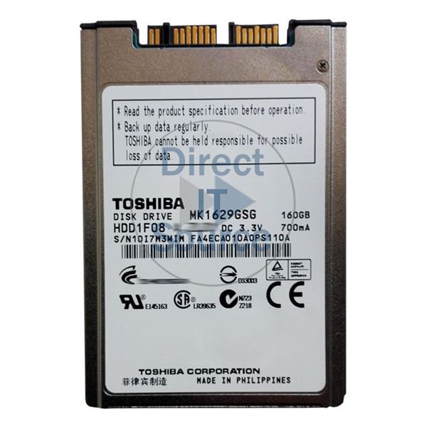 Toshiba HDD1F08 - 160GB 5.4K SATA 3.0Gbps 1.8" 8MB Cache Hard Drive