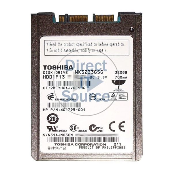 Toshiba HDD1F13 - 320GB 5.4K SATA 3.0Gbps 1.8" 16MB Cache Hard Drive
