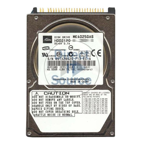 Toshiba HDD2190 - 40GB 4.2K ATA/100 2.5" 8MB Cache Hard Drive