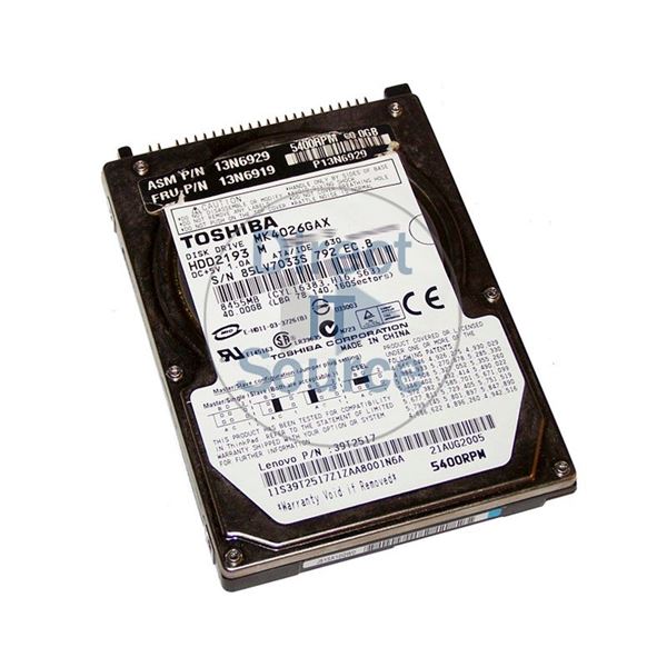 Toshiba HDD2193M - 40GB 5.4K ATA/100 2.5" 16MB Cache Hard Drive