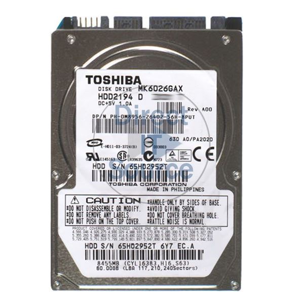 Toshiba HDD2194D - 60GB 5.4K ATA/100 2.5" 16MB Cache Hard Drive