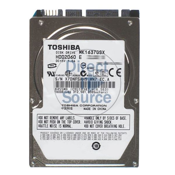 Toshiba HDD2D60E - 160GB 5.4K SATA 3.0Gbps 2.5" 8MB Cache Hard Drive