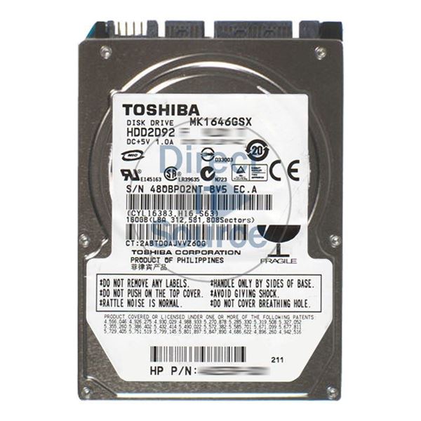 Toshiba HDD2D92 - 160GB 5.4K SATA 3.0Gbps 2.5" 8MB Cache Hard Drive