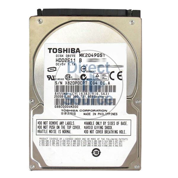 Toshiba HDD2E11B - 200GB 7.2K SATA 3.0Gbps 2.5" 16MB Cache Hard Drive