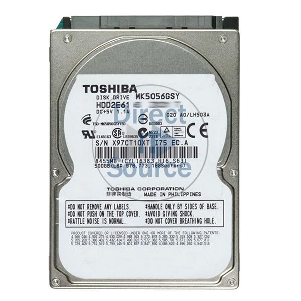 Toshiba HDD2E61 - 500GB 7.2K SATA 3.0Gbps 2.5" 16MB Cache Hard Drive