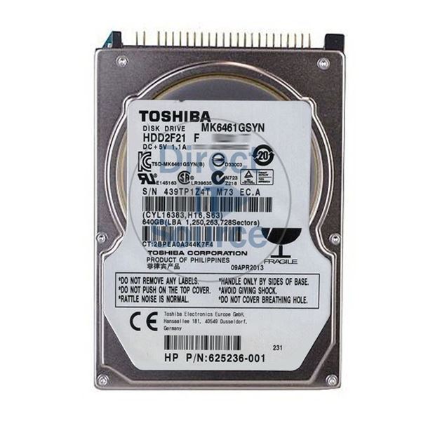 Toshiba HDD2F21F - 640GB 7.2K SATA 3.0Gbps 2.5" 16MB Cache Hard Drive