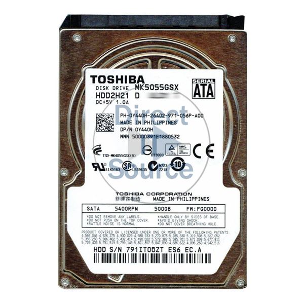 Toshiba HDD2H21D - 500GB 5.4K SATA 3.0Gbps 2.5" 8MB Cache Hard Drive
