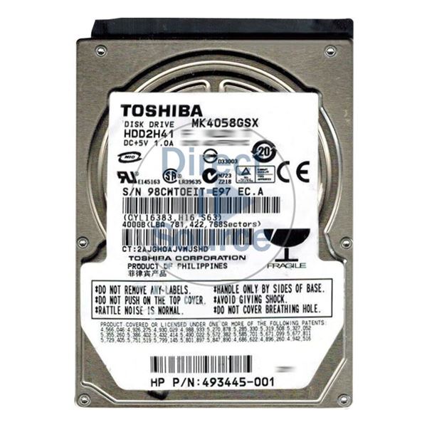 Toshiba HDD2H41 - 400GB 5.4K SATA 3.0Gbps 2.5" 8MB Cache Hard Drive