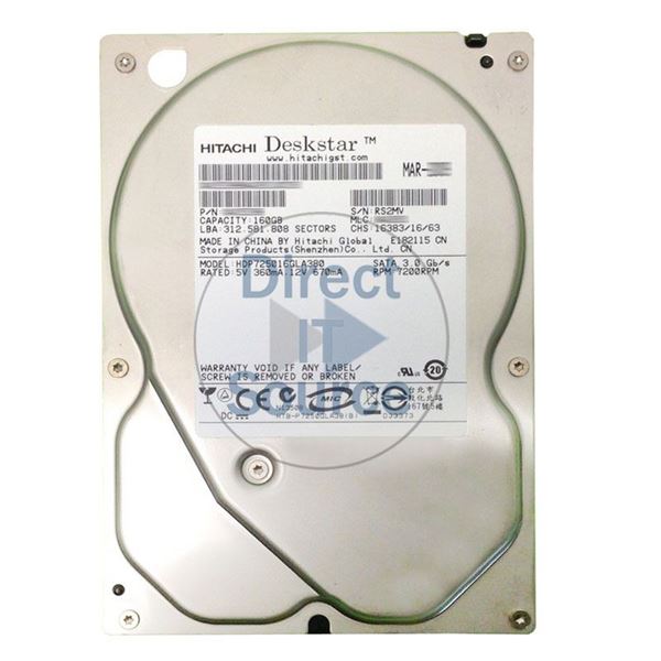 Hitachi HDP725016GLA380 - 160GB 7.2K SATA 3.0Gbps 3.5Inch 8MB Cache Hard Drive